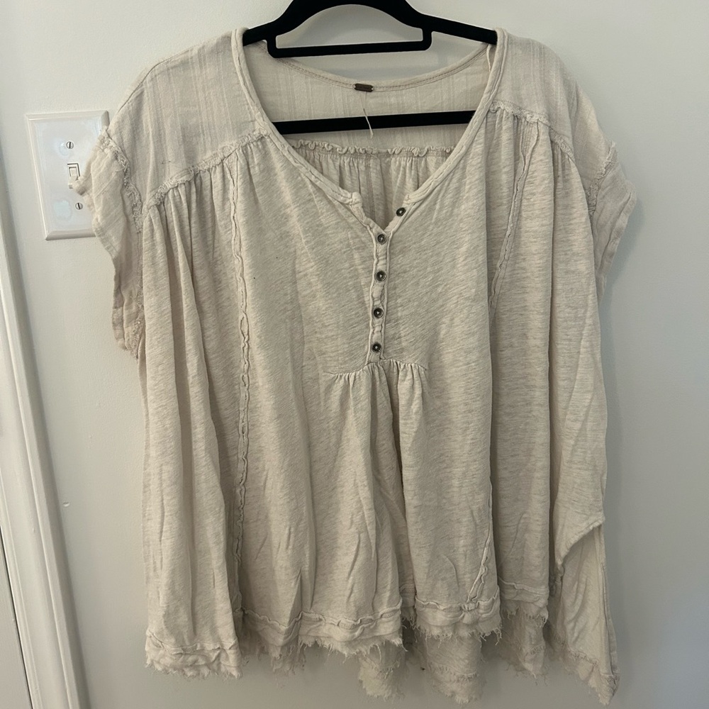 Free People oversized linen blend Henley